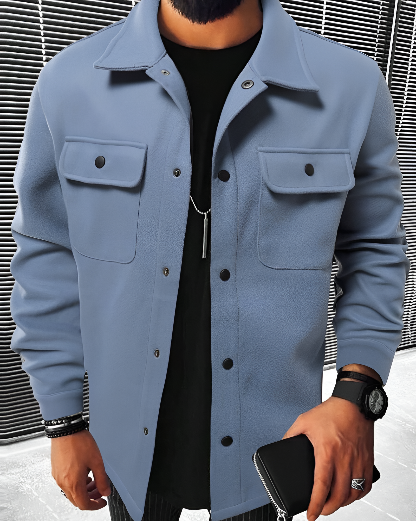 Men's Button Up Long Sleeve Over Shirt - Casual Wear