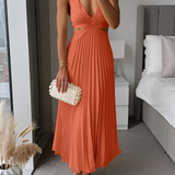 Women's Pleated Cut-Out Midi Dress - Evening Party