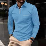 Men's Slim Fit Quarter Zip Polo Shirt - Smart Casual