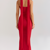 Women's Ruched Mesh Maxi Dress - Formal Evening Gown