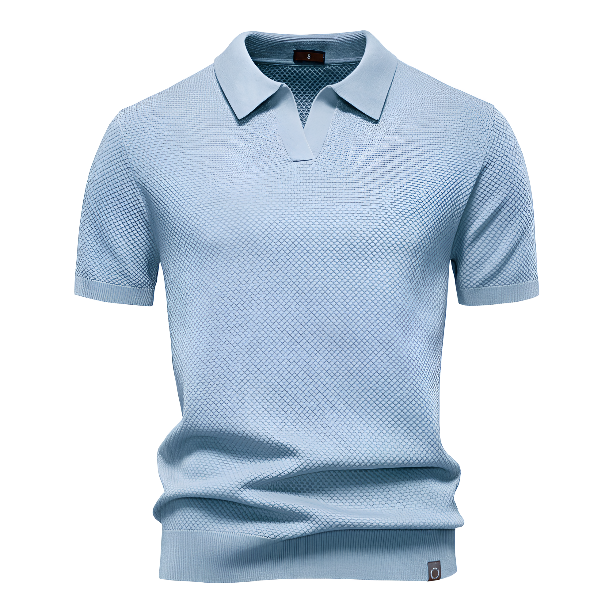Men's Waffle Knit Notch Neck Polo Shirt - Casual Business