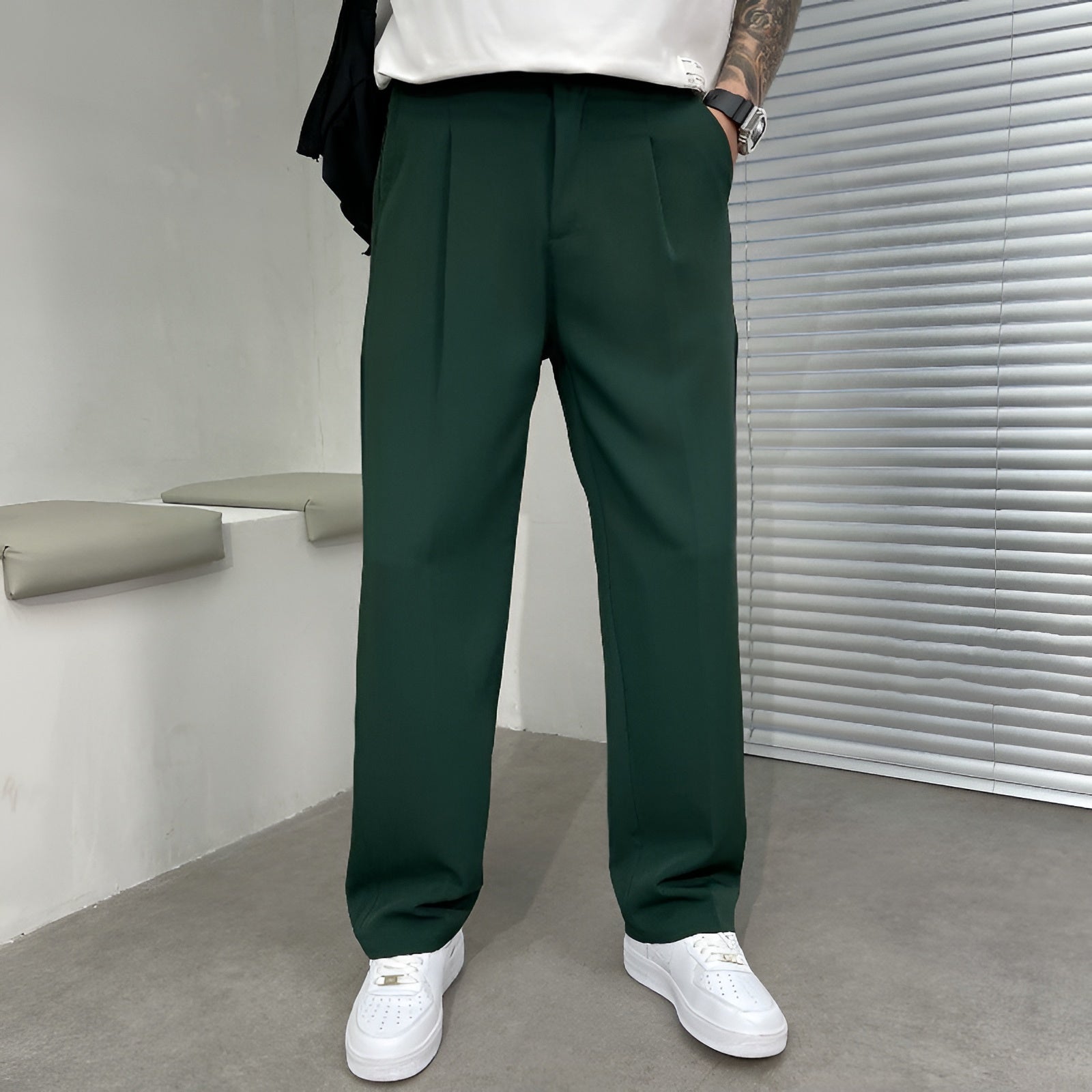 Men's Dress Pants Pleated Wide Leg - Office Wear