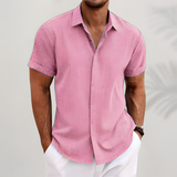 Men's Short Sleeve Button Down Textured Shirt - Casual Summer Wear