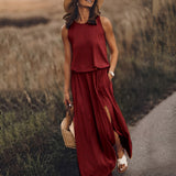Women's Maxi Dress Sleeveless Side Slit - Casual Summer Outing