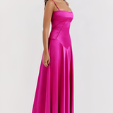 Women's Corset Lace Up Maxi Dress - Formal Evening Wear