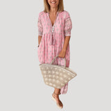 Womens Maxi Dress V-Neck Boho Tassel - Beach Casual