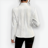 Women's Geometric Knit Stand Collar Blazer - Workwear