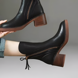 Women's Side Zip Block Heel Ankle Boots - Casual Wear