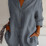 Women's Textured Long Sleeve Shirt - Casual Daily Wear