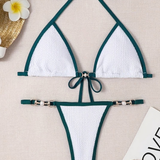 Women's Bikini Set Textured Fabric Trim - Beach Vacation