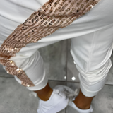 Women's Sequin Trim Hooded Tracksuit - Casual Loungewear