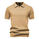 Men's Waffle Knit Notch Neck Polo Shirt - Casual Business