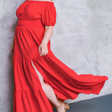 Women's Off-The-Shoulder Smocked Maxi Dress - Summer Outing