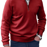 Men’s Knitted Half-Zip Pullover Sweater - Casual Winter Wear