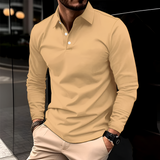 Men's Slim Fit Long Sleeve Polo Shirt - Casual Work Wear