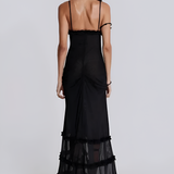 Women's Ruffle Trim Maxi Dress - Evening Party Wear