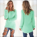 Women's Fuzzy Loose Long Sleeve Sweater - Casual Daily Wear