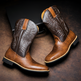 Men's Square Toe Western Boots - Casual Outdoor