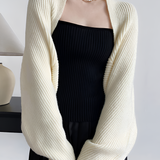 Women's Ribbed Knit Shrug Sweater - Casual Wear