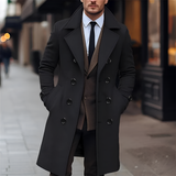 Men's Double Breasted Slim Fit Overcoat - Formal Outerwear