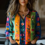 Women's Button Down Shirt Floral Print Long Sleeve - Casual Daily Wear