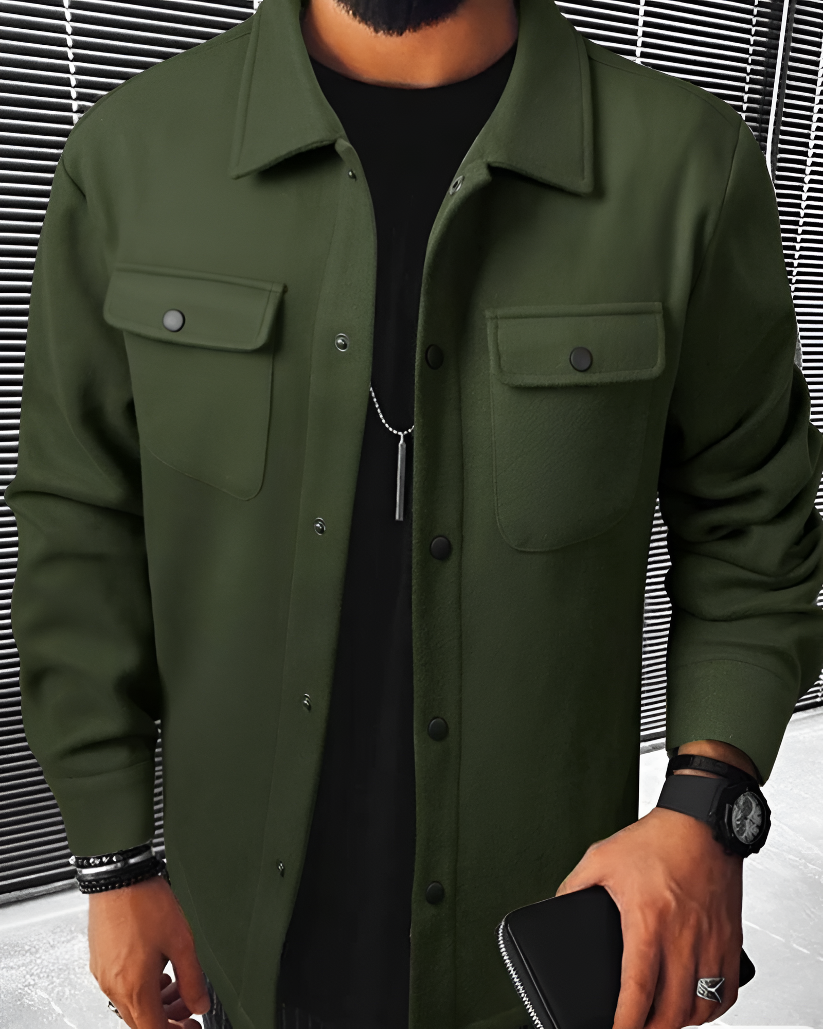 Men's Button Up Long Sleeve Over Shirt - Casual Wear