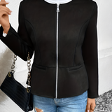 Women's Slim Fit Zip Up Jacket - Casual Outerwear
