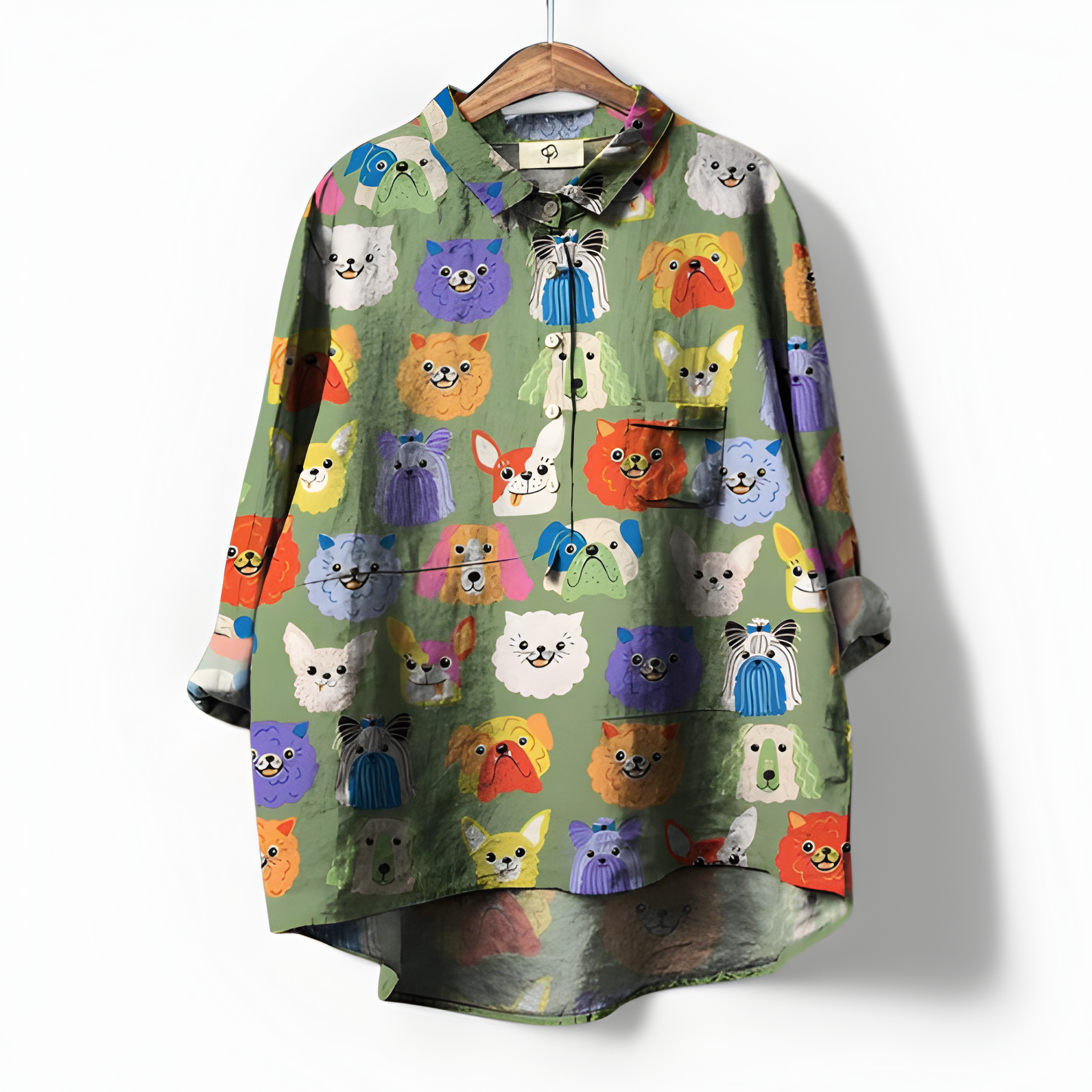 Women's Button Down Shirt Artistic Print Oversized Fit - Casual Wear
