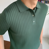 Men's Ribbed Knit Polo Shirt - Business Casual