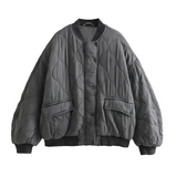 Women's Quilted Bomber Jacket - Casual Streetwear