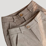 Women's Trousers High-Waisted Herringbone Pattern - Office Wear