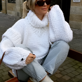 Women's Oversized Chunky Knit Sweater - Casual Winter Wear