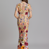 Women's Floral Sheer Mesh Maxi Dress - Special Occasions