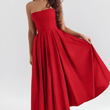Women's Strapless Pleated Midi Dress - Cocktail Party