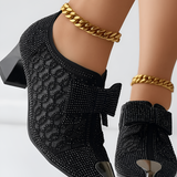 Women's Pointed Toe Block Heel Shoes - Party Wear