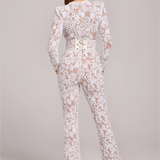 Women's Sequin Embroidered Flare Jumpsuit - Evening Wear