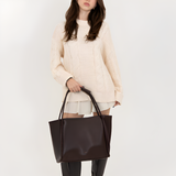 Women's Tote Bag With Handle Wrap And Interior Pockets - Office Wear