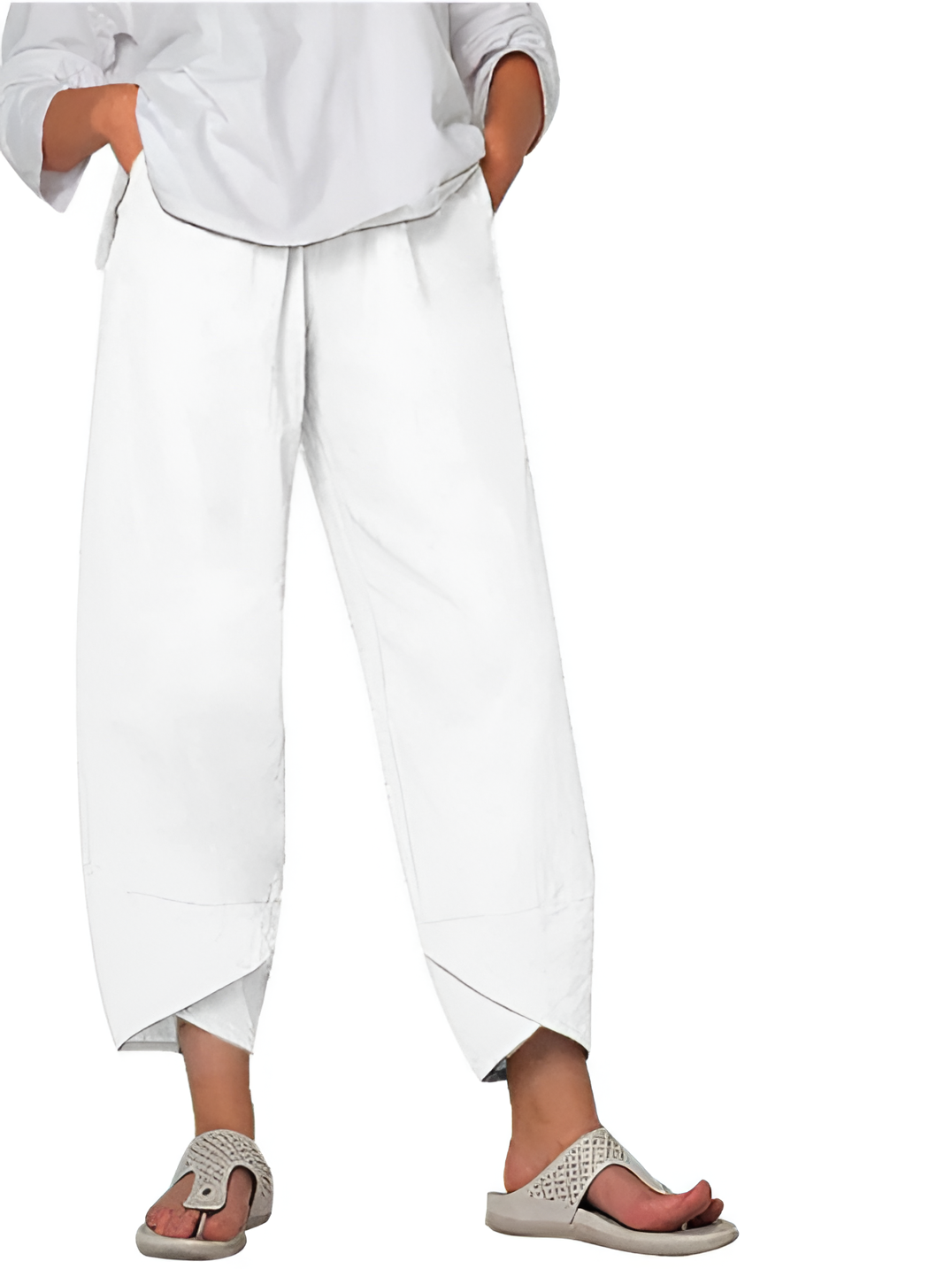 Women's Tulip Hem Wide Leg Trousers - Casual Everyday Wear
