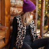 Women's Vest Leopard Print Button Front - Casual Outdoor Wear
