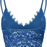 Women's Floral Lace Bralette V-Neck Crop Top - Casual Wear