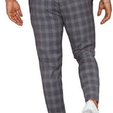 Men's Slim Fit Plaid Trousers Tapered Fit - Smart Casual Wear