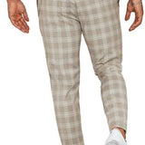 Men's Slim Fit Plaid Trousers Tapered Fit - Smart Casual Wear