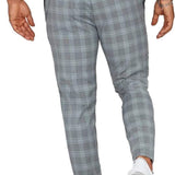 Men's Slim Fit Plaid Trousers Tapered Fit - Smart Casual Wear