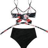Women's Floral Wrap Bikini High Waisted - Beach Wear