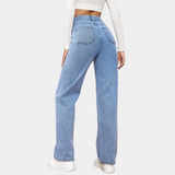Women's High Waist Blue Denim Jeans - Casual Wear