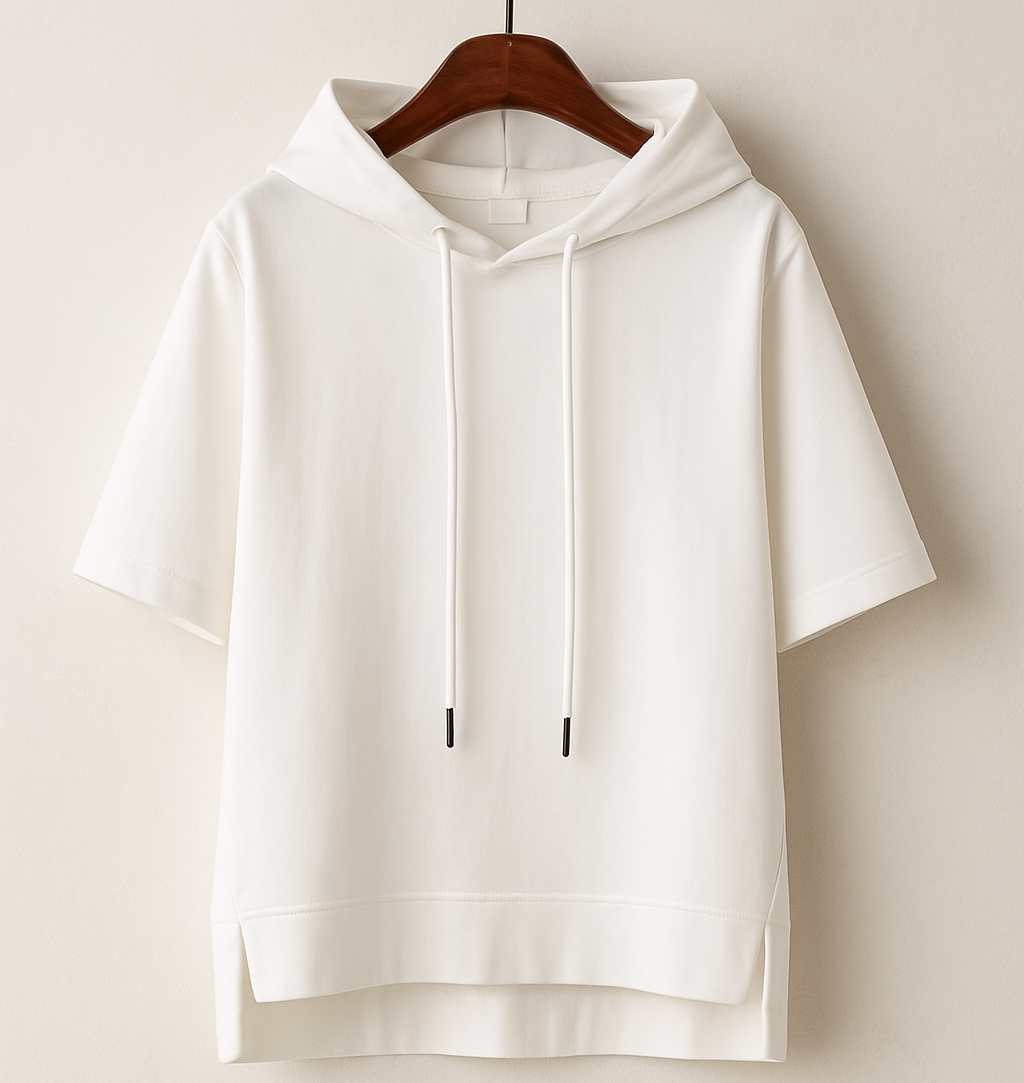 Women's Short Sleeve Hoodie Drawstring - Casual Loungewear