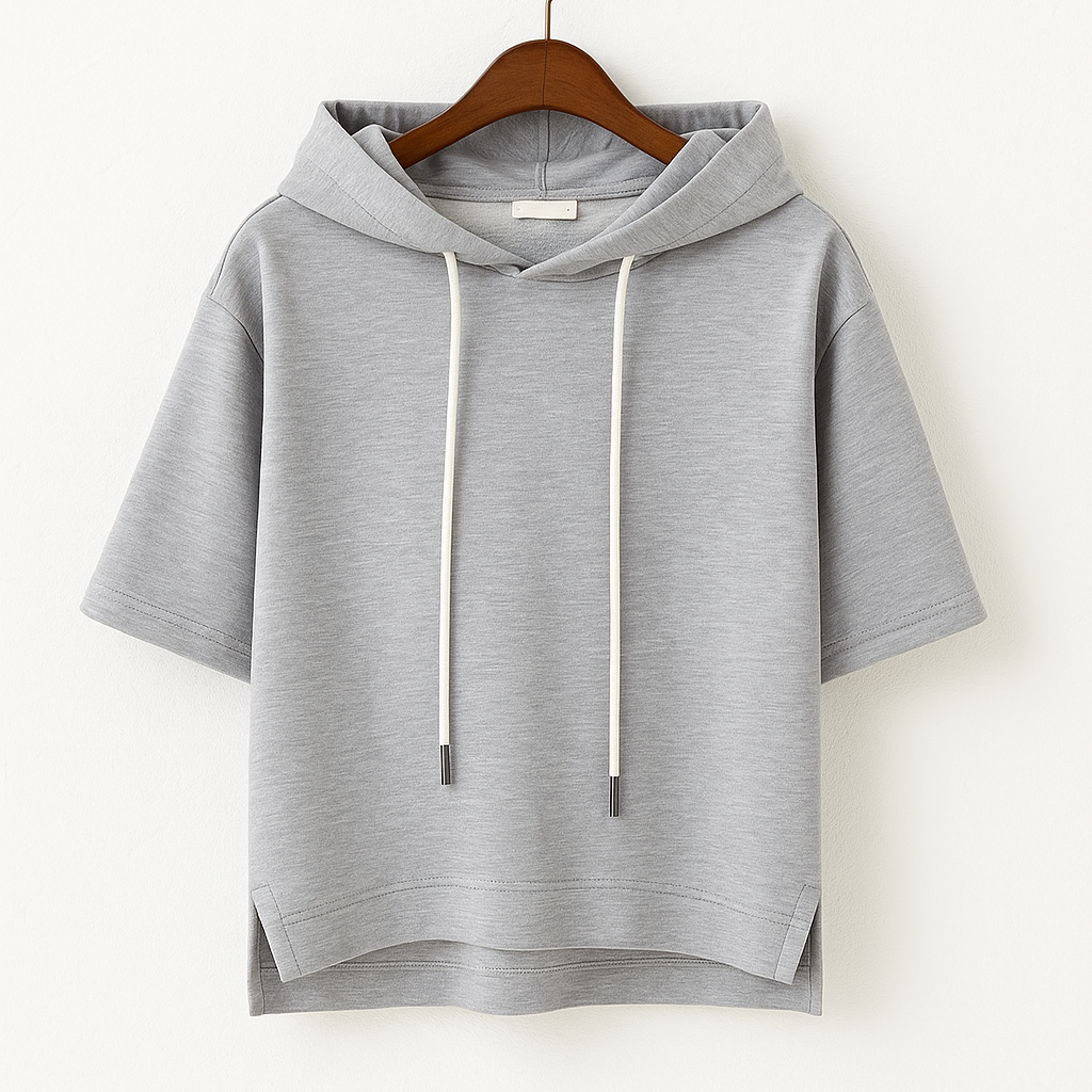 Women's Short Sleeve Hoodie Drawstring - Casual Loungewear