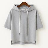 Women's Short Sleeve Hoodie Drawstring - Casual Loungewear