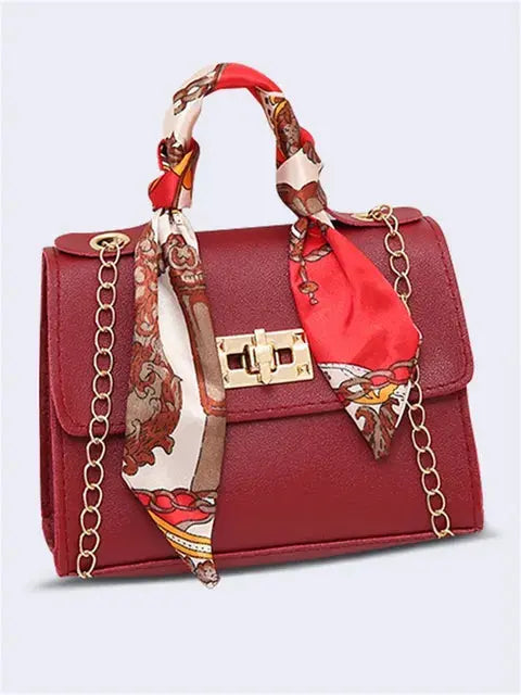Women's Scarf Handle Clasp Handbag - Casual And Evening Wear