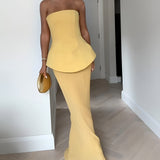 Women's Maxi Dress Strapless Peplum - Formal Event